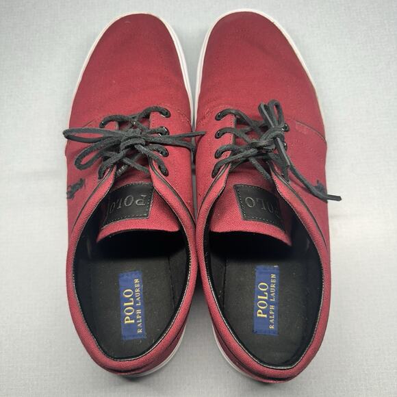 Polo Ralph Lauren Faxon Low Red Canvas Sneaker Sz 13D - Picture 5 of 16